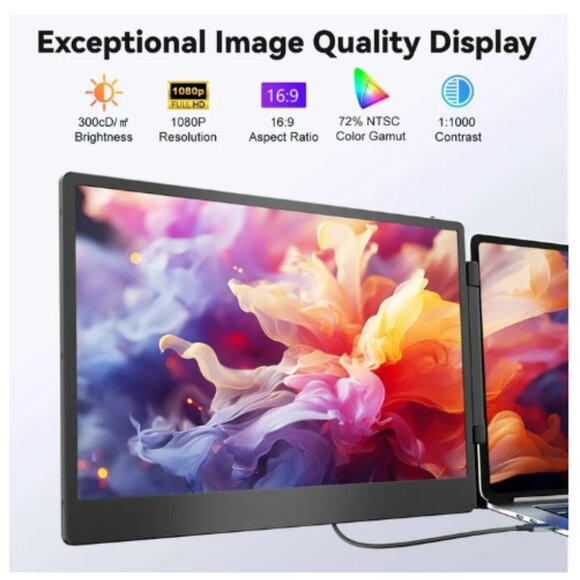 Portable Monitor Revolution Portable Laptop Screen Extender, 14" FHD, 1080P NEW - Picture 7 of 10